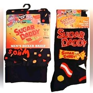 Sugar Daddy Men's Boxers Briefs & Socks Novelty Boxer 40-42 Socks 8-12 NWT